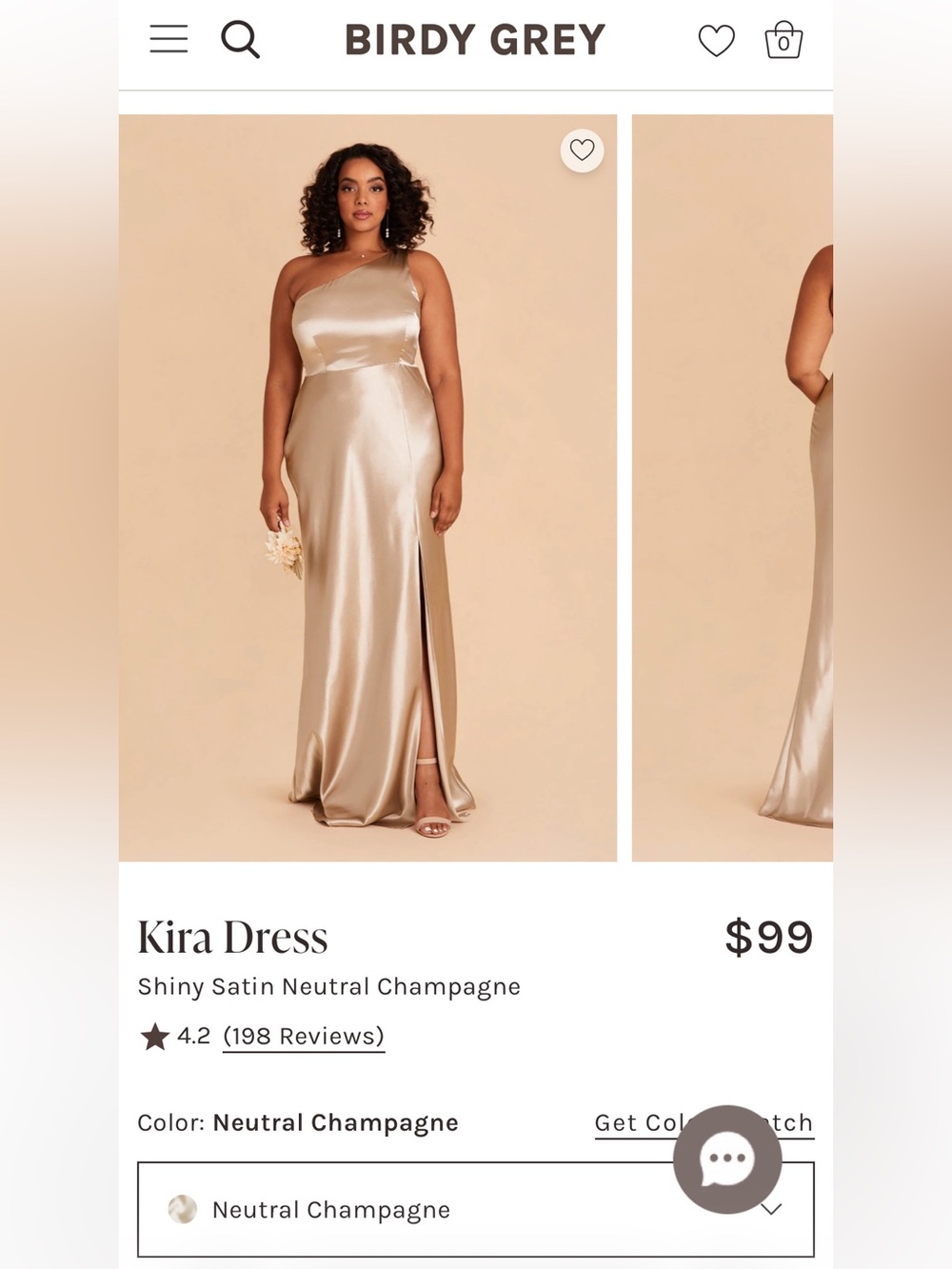 Birdy Grey One-Shoulder Satin Gown in Champagne - Picture 2 of 12